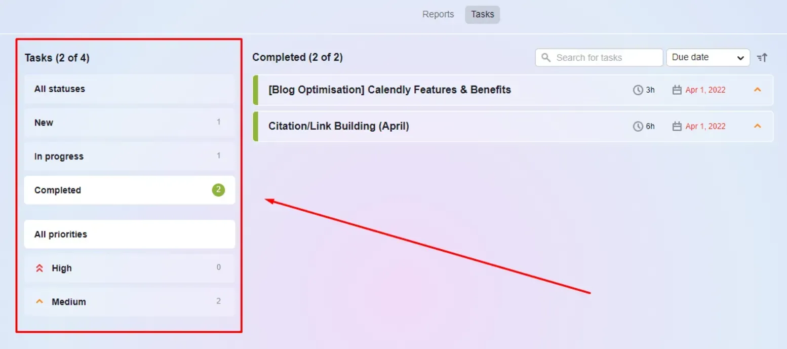 filtering tasks
