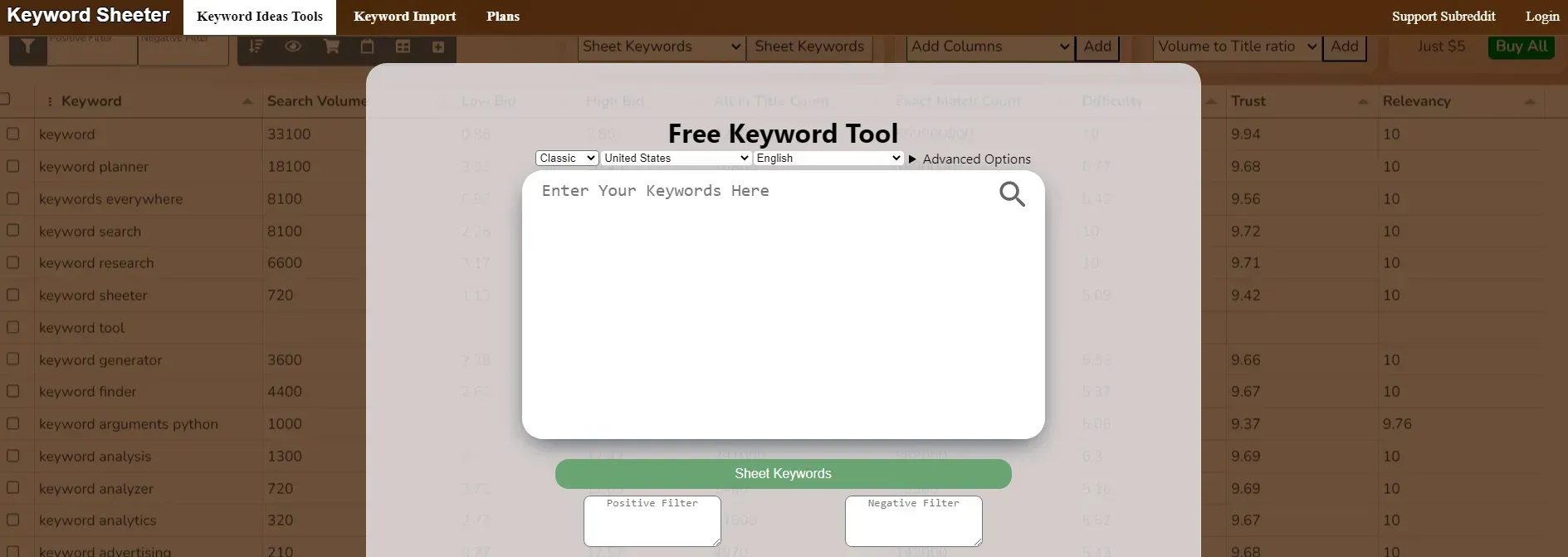 free keyword tool