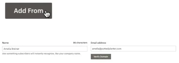 adding from name and email address