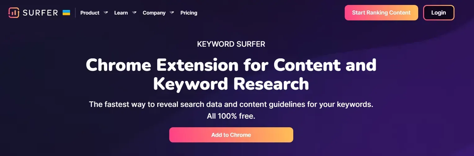 free keyword research tool from Surfer SEO