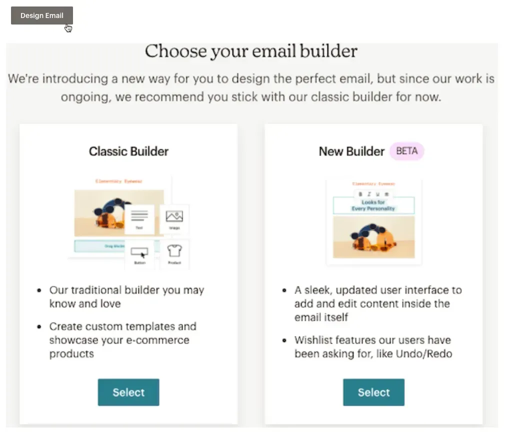 choosing an email builder