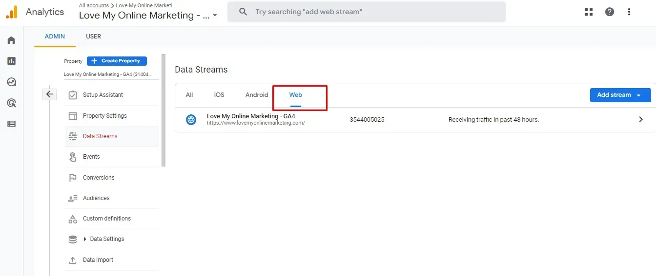 web data stream