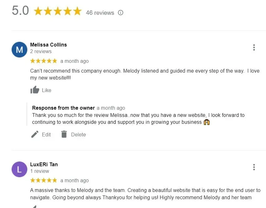 5 Star Reviews on Google for a Website Design Company