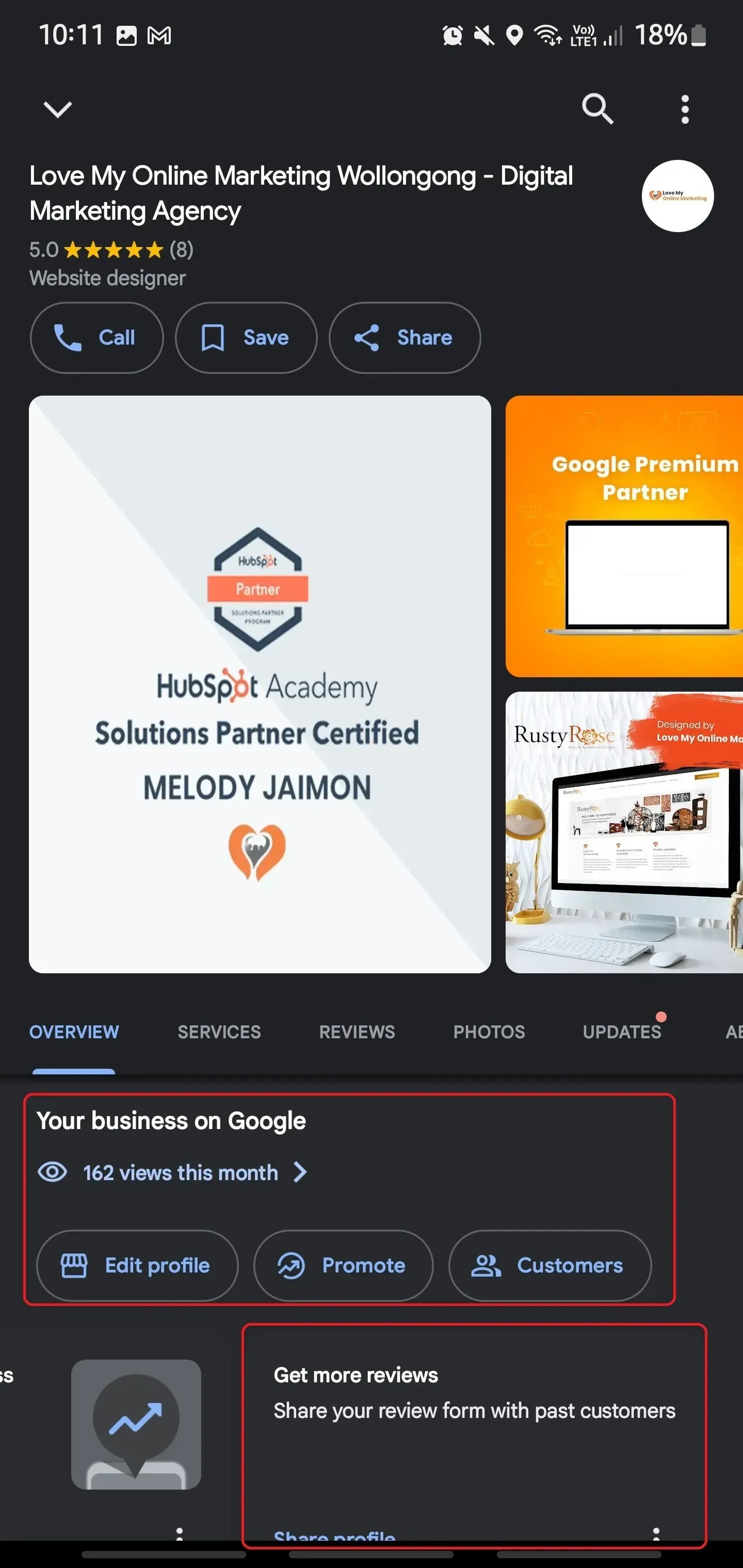 maximised business information section