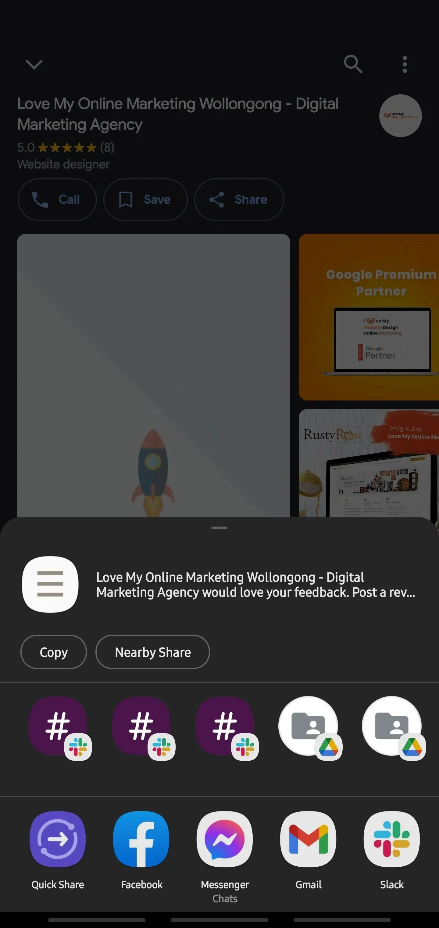 Share profile options