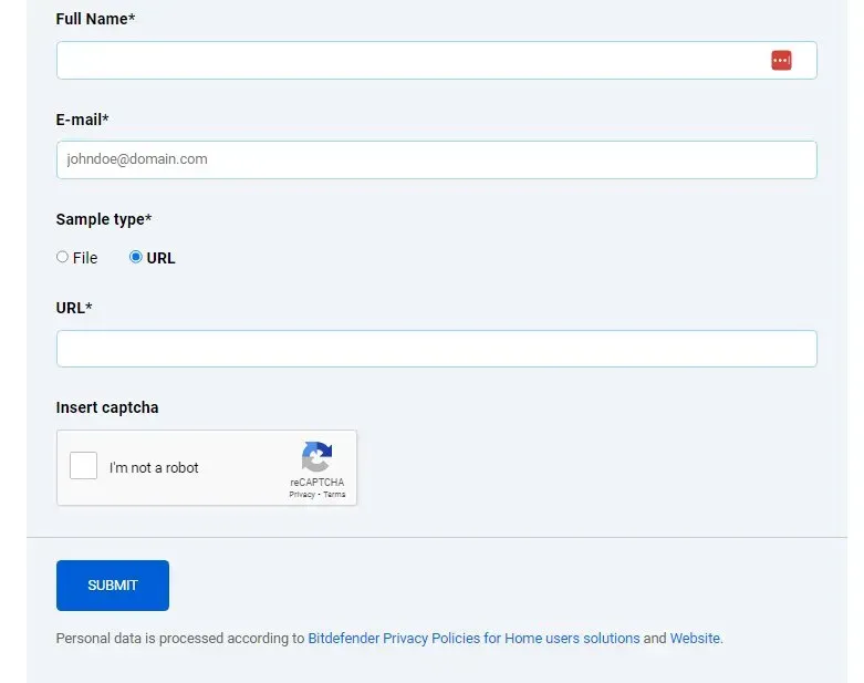 filling out the form