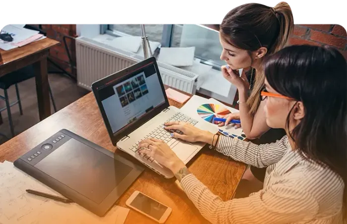 two designers collaborating