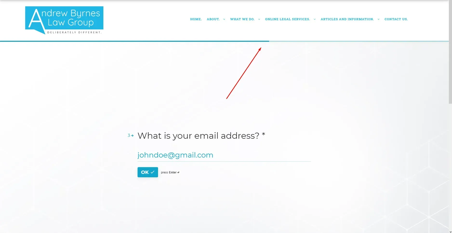 progress bar of the questionnaire