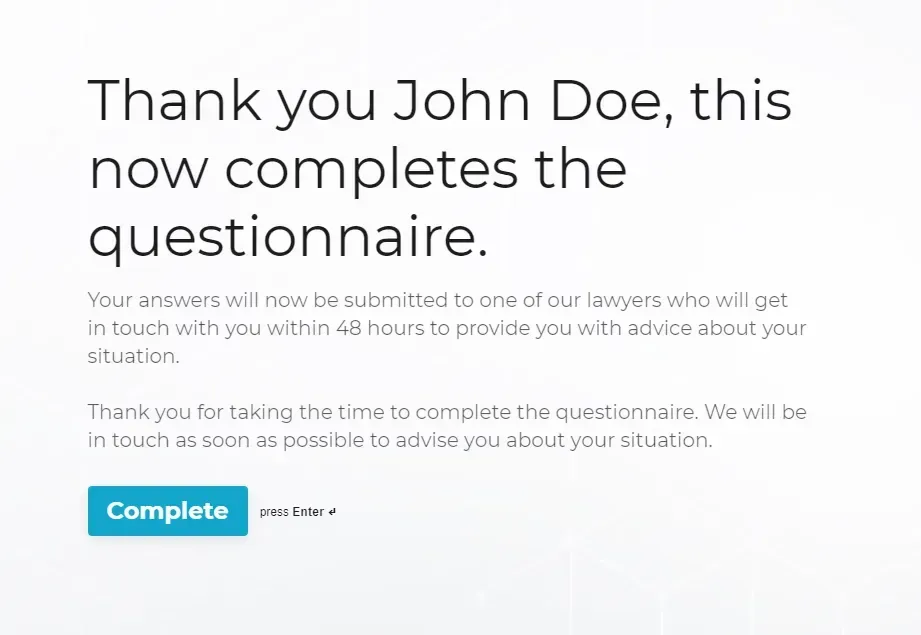 the end of the questionnaire