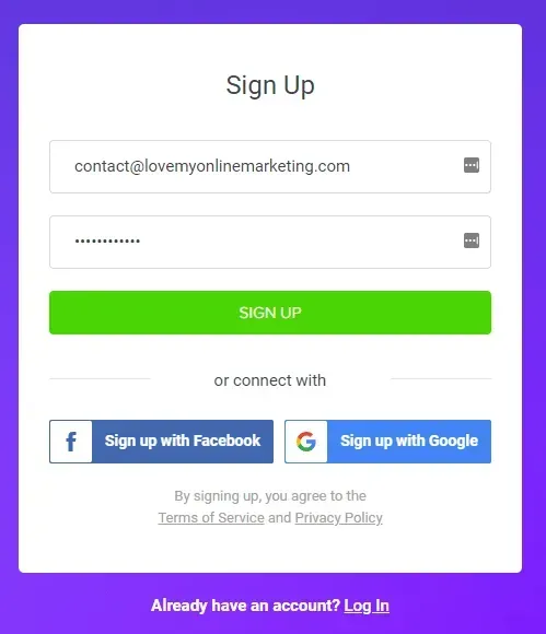 signing up