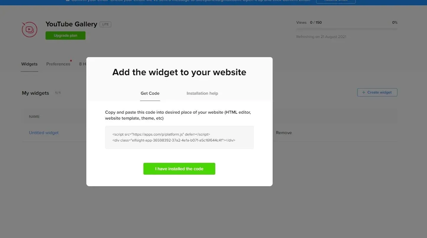 widget code