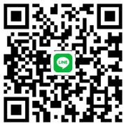 QR code with green LINE logo in the center, black and white pattern