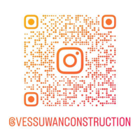 Orange Instagram QR code with handle @VESSUWANCONSTRUCTION
