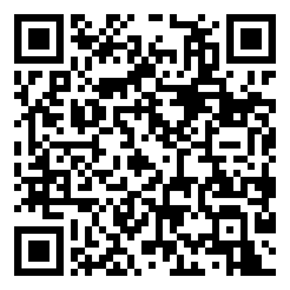 QR code with a pattern of black and white squares.