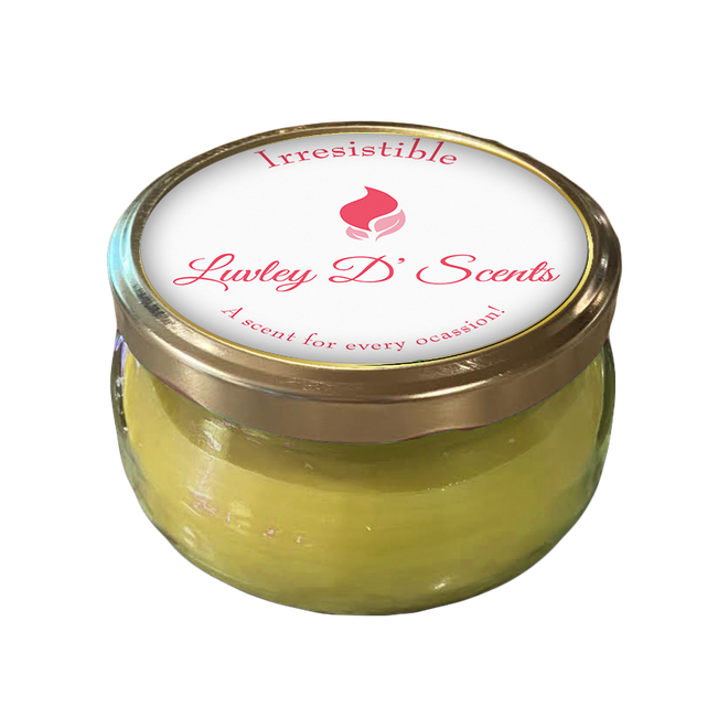 A yellow candle with a label that says ' arrestible ' on it