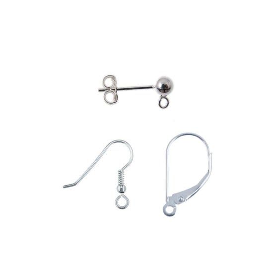 A selection of handmade earrings withdifferent fittings β shepherdβs hooks, lever-backs, and studs