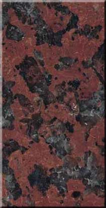 Mottled red and black speckled granite surface