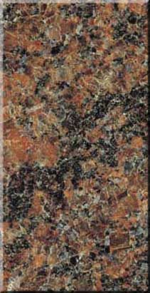 Close-up of a speckled granite-like stone surface in brown, black, gray, and orange tones