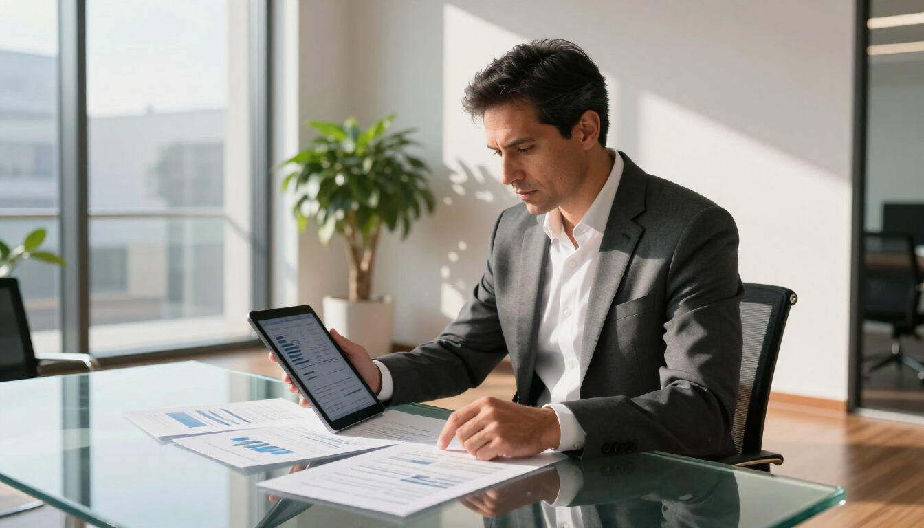 Executivo analisando proposta de plano de saúde