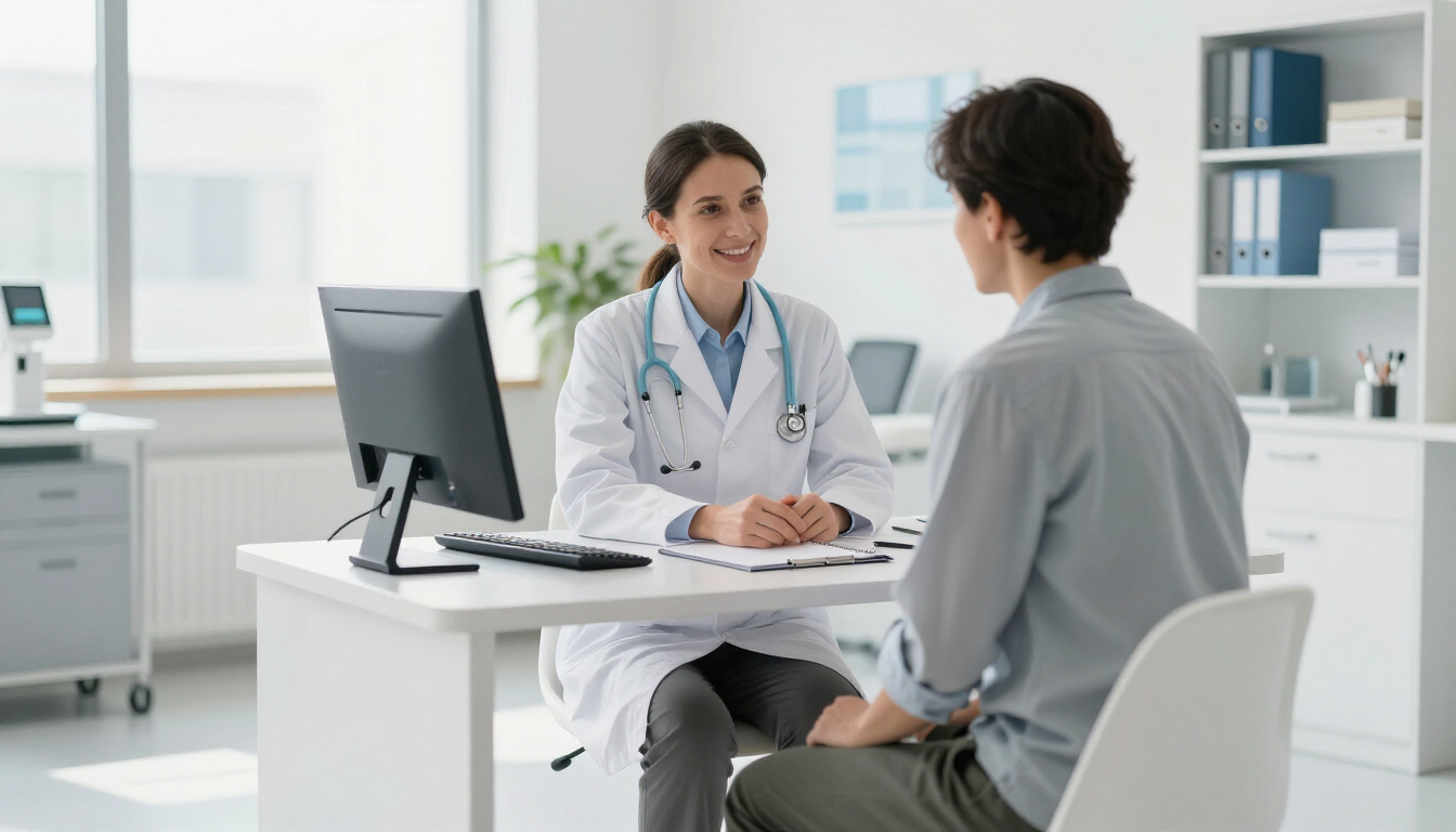 Médico atendendo paciente com profissionalismo