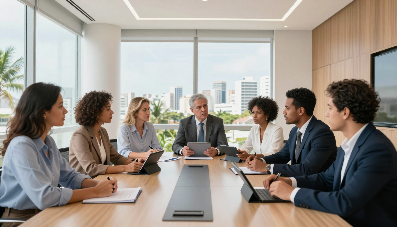 Equipe corporativa analisando benefícios de saúde