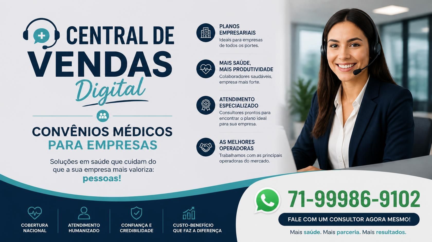 Corretores de Seguros. Equipe de Vendas de Planos de Saude 71-99986-9102