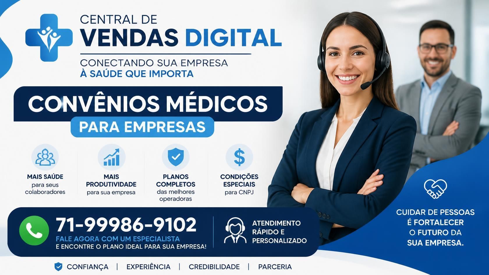 Corretores de Seguros. Equipe de Vendas de Planos de Saude 71-99986-9102
