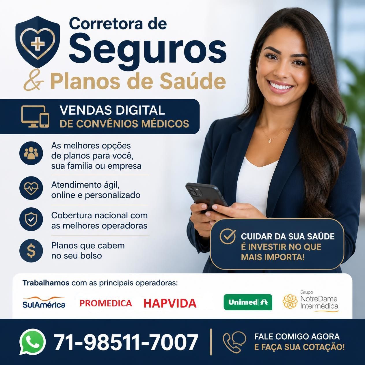 Telefone WhatsApp de corretores de planos de saúde em atendimento profissional