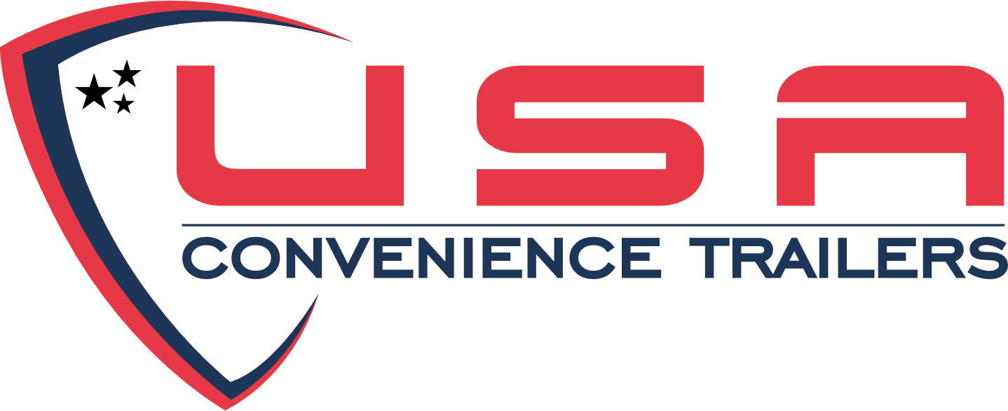 USA Convenience Trailers logo with red and blue shield emblem and bold red lettering