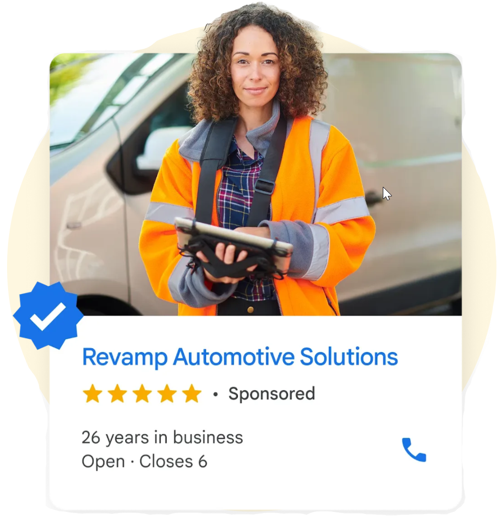 Two local business cards with 4.0-star ratings: Andy's Lock and Repair in New York and Shelly's Beauty Salon in Dallas