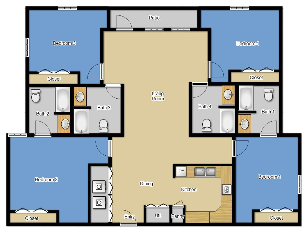 Floor Plan: 4 Bed