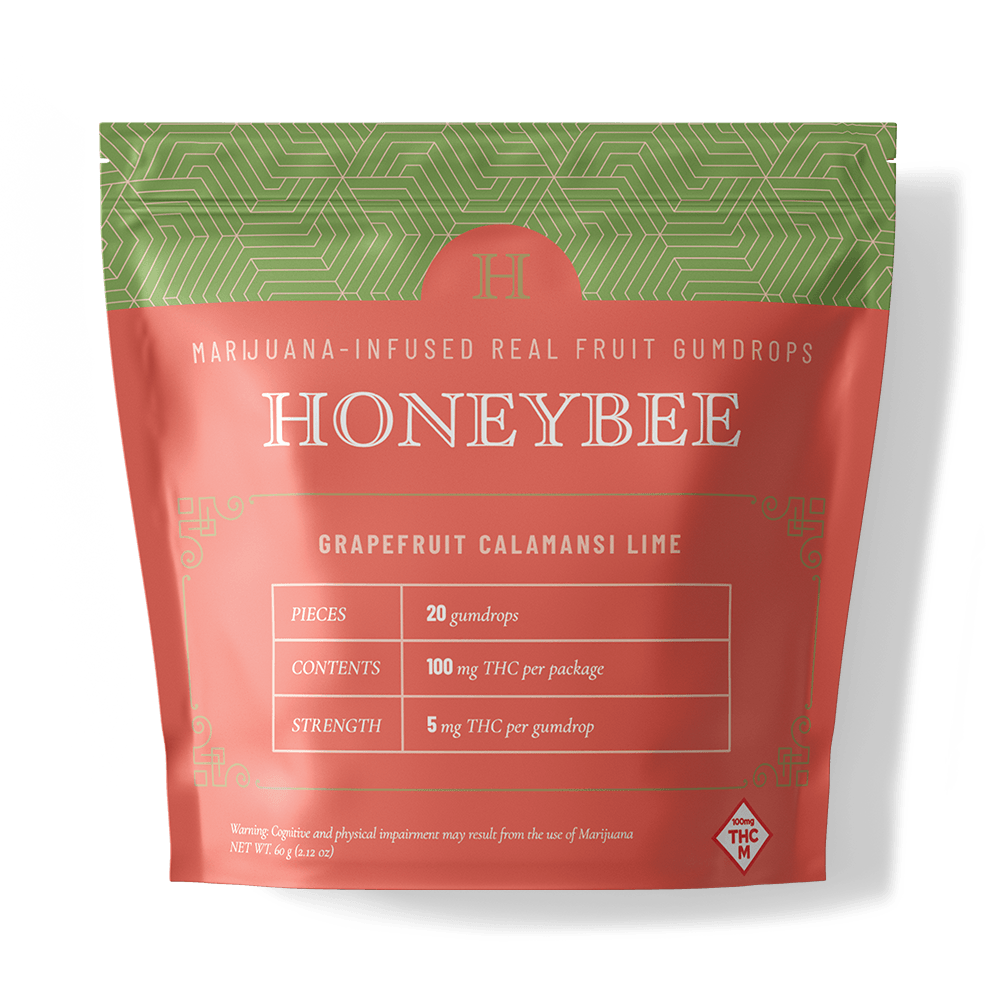 mylar bag of grapefruit calamansi gumdrops by honeybee
