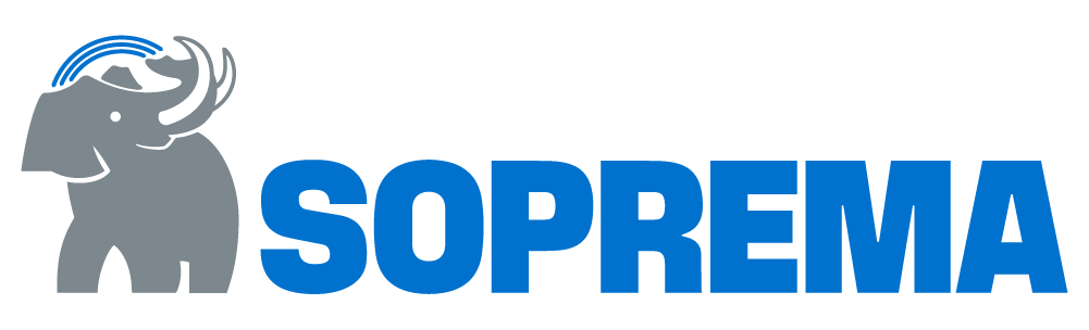 Logo SOPREMA avec une icône d'éléphant gris et du texte bleu