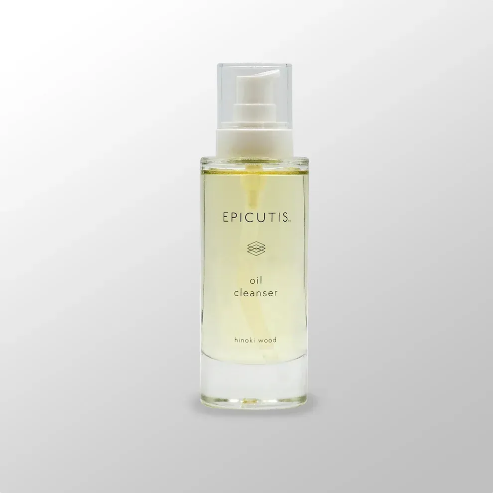 A bottle of epicutis oil cleanser on a white background