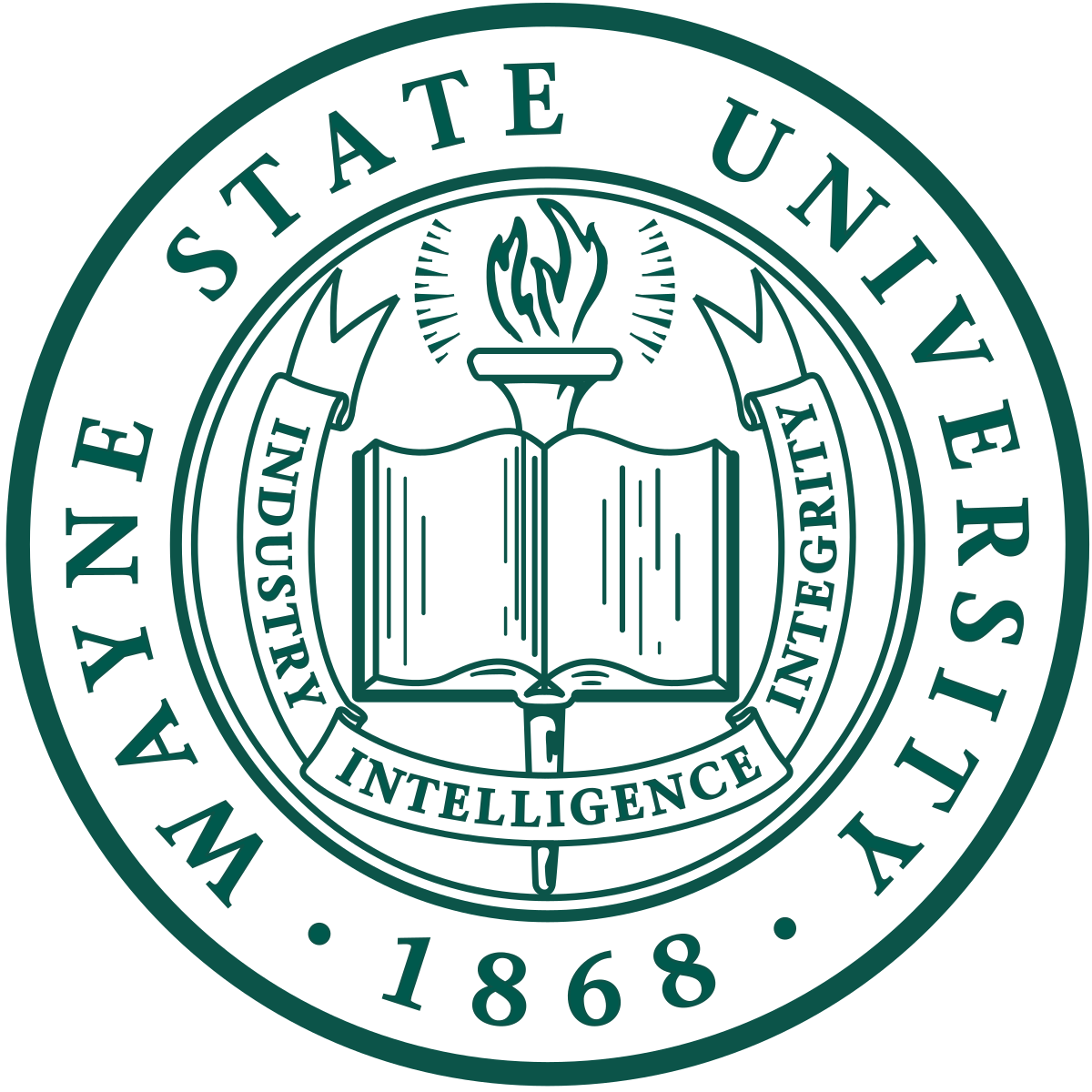 a green and yellow shield with a white letter w on it
