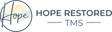 Hope Restored TMS logo with a handwritten “Hope” in a circle and the words “HOPE RESTORED TMS” in black.