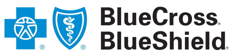 Blue Cross Blue Shield logo in blue with shield icons and text