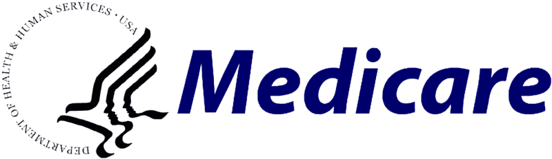 Medicare logo with black eagle icon and blue wordmark on white background