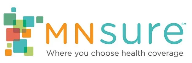 MNSure logo with multicolored squares and orange text, plus tagline “Where you choose health coverage”