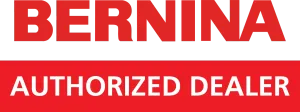 BERNINA logo with “AUTHORIZED DEALER” in red text on a white background BERNINA logo with “AUTHORIZED DEALER” in red text on a white background