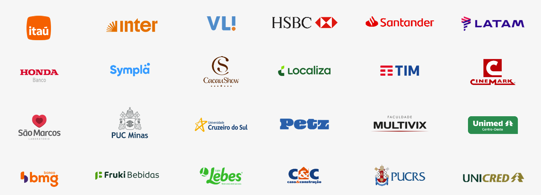 Logos of several companies, including HSBC, Santander, and Latam.