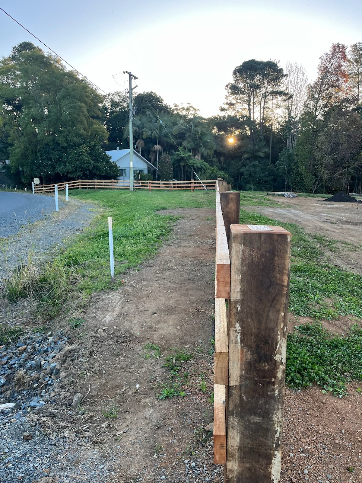 A Wooden Steps with A Handrail Lead up — Barry Brown Rural Contracting Service in Forster, NSW
