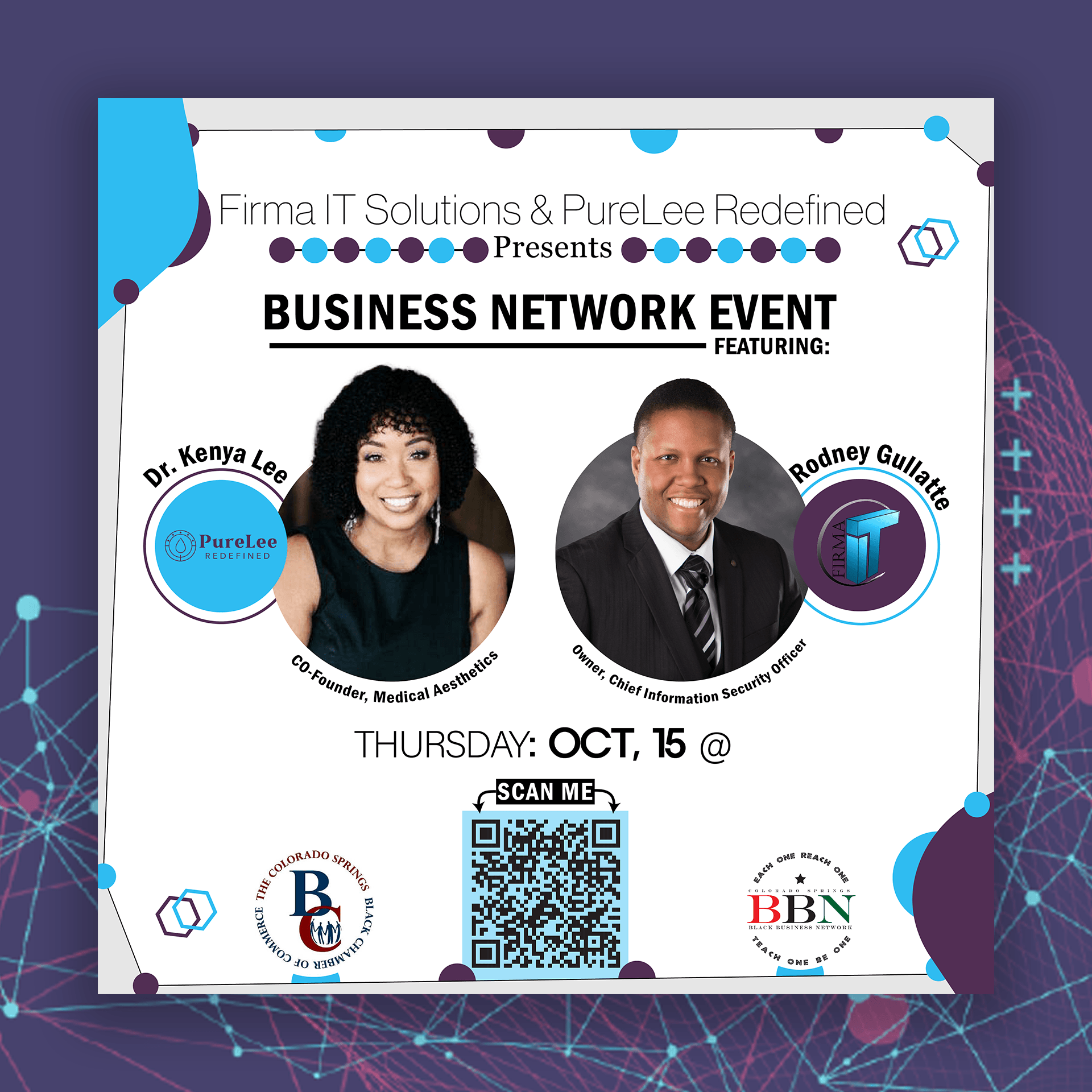 A business network event is being held on october 15th