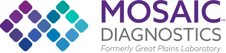 Mosaic Diagnostics logo: Colorful square tile design with the words
