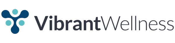 Logo of Vibrant Wellness with a stylized graphic and text.