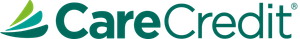 CareCredit logo with green and teal design. Text: CareCredit®.