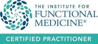 Logo for The Institute for Functional Medicine; swirling design of blue and teal ovals;