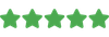 Five green stars in a horizontal row on a white background