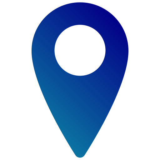 Blue location pin icon with a white center circle