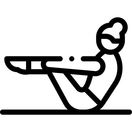 A person is doing a pilates exercise on a mat.